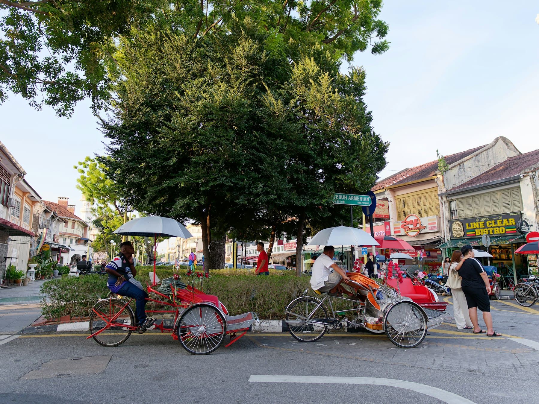 Trishaws waiting on Lebuh Armenian in George Town, Penang